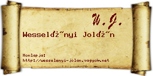 Wesselényi Jolán névjegykártya